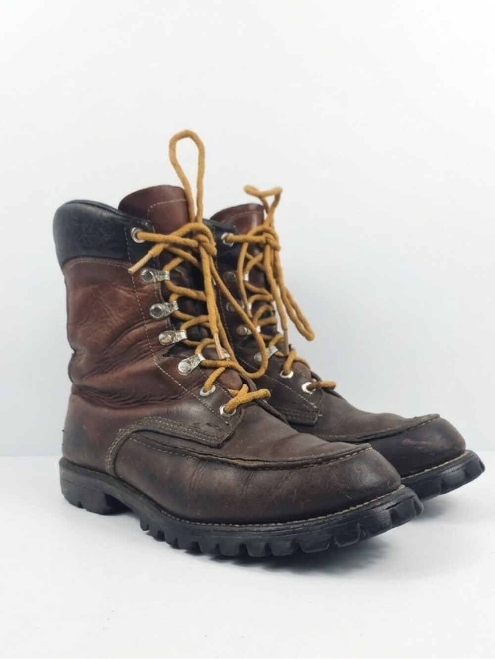 Vintage‎ Chippewa Brown Leather Men's Work Boots Size 9 E